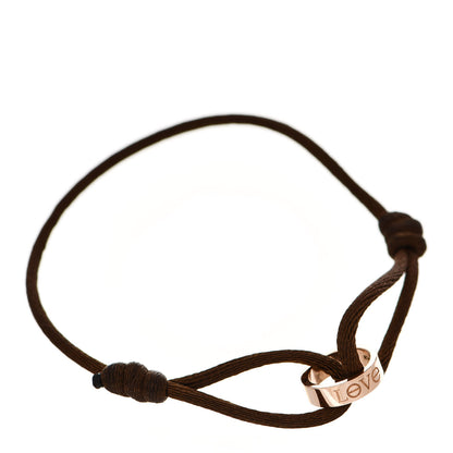 Cartier 18K Pink Gold Charity LOVE Adjustable Cord Bracelet Brown 1 of 4