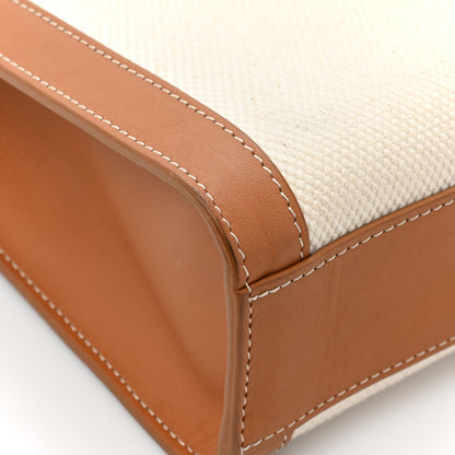 Celine Canvas Calfskin Logo Print Small Vertical Cabas Natural Tan 16 of 17