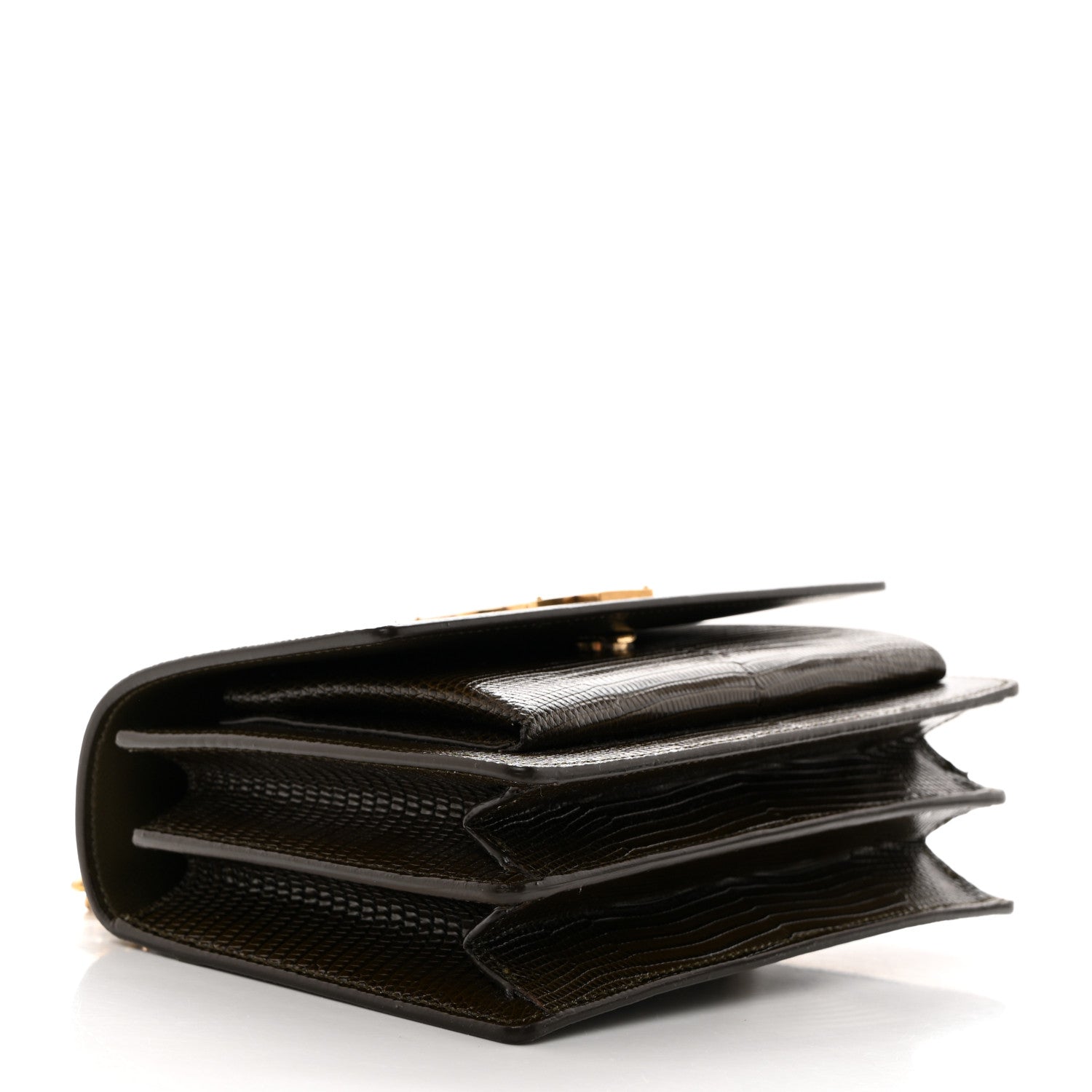 Saint Laurent Calfskin Lizard Embossed Small Monogram Sunset Dark Seaweed 4 of 11