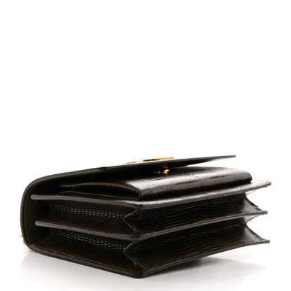 Saint Laurent Calfskin Lizard Embossed Small Monogram Sunset Dark Seaweed 4 of 11