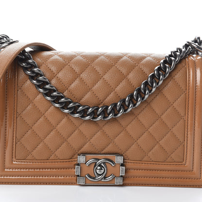 Chanel Patent Goatskin Quilted Medium Boy Flap Tan 7 of 9