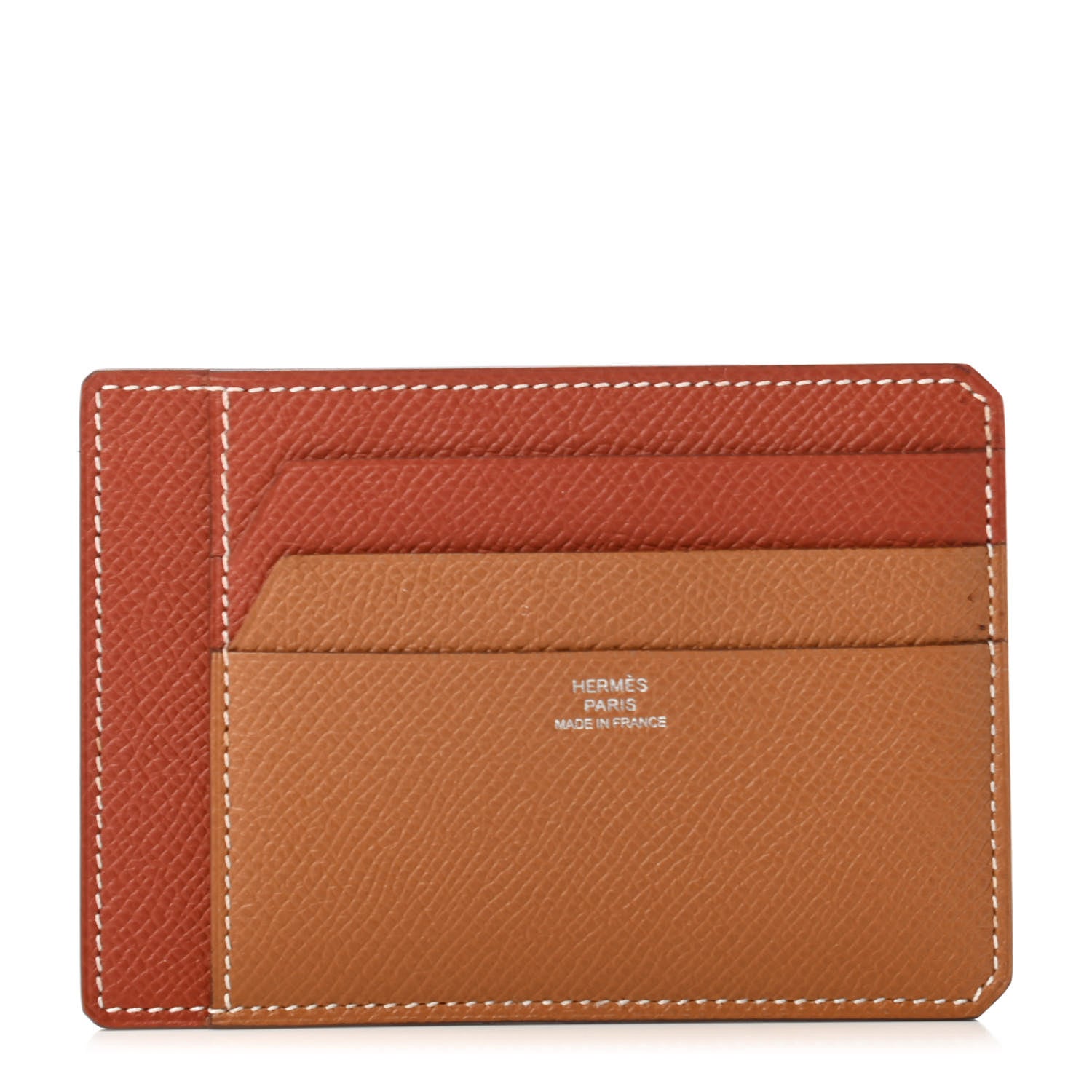 Hermes Epsom City 8CC Colorblock Card Holder Gold Sienne 1 of 4