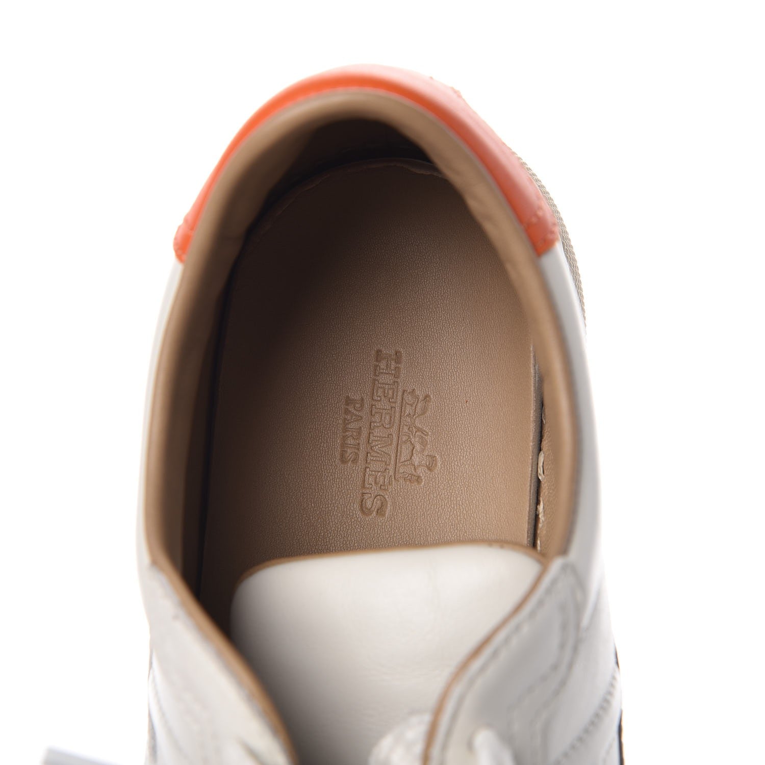 Hermes Calfskin Quicker Sneakers 36.5 White Orange 7 of 10