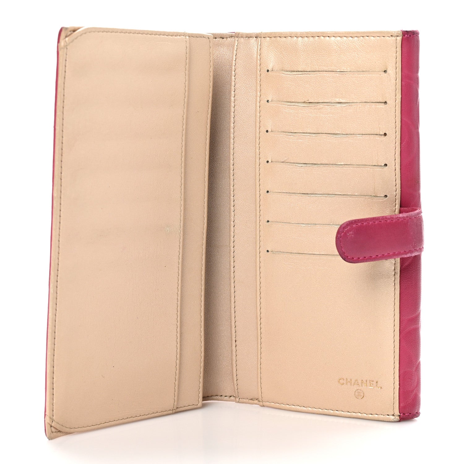 Chanel Lambskin Embossed Camellia Large Gusset Flap Wallet Pink 5 of 12
