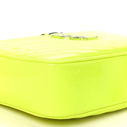 Saint Laurent Patent Calfskin Matelasse Monogram Lou Camera Bag Neon Yellow 9 of 10