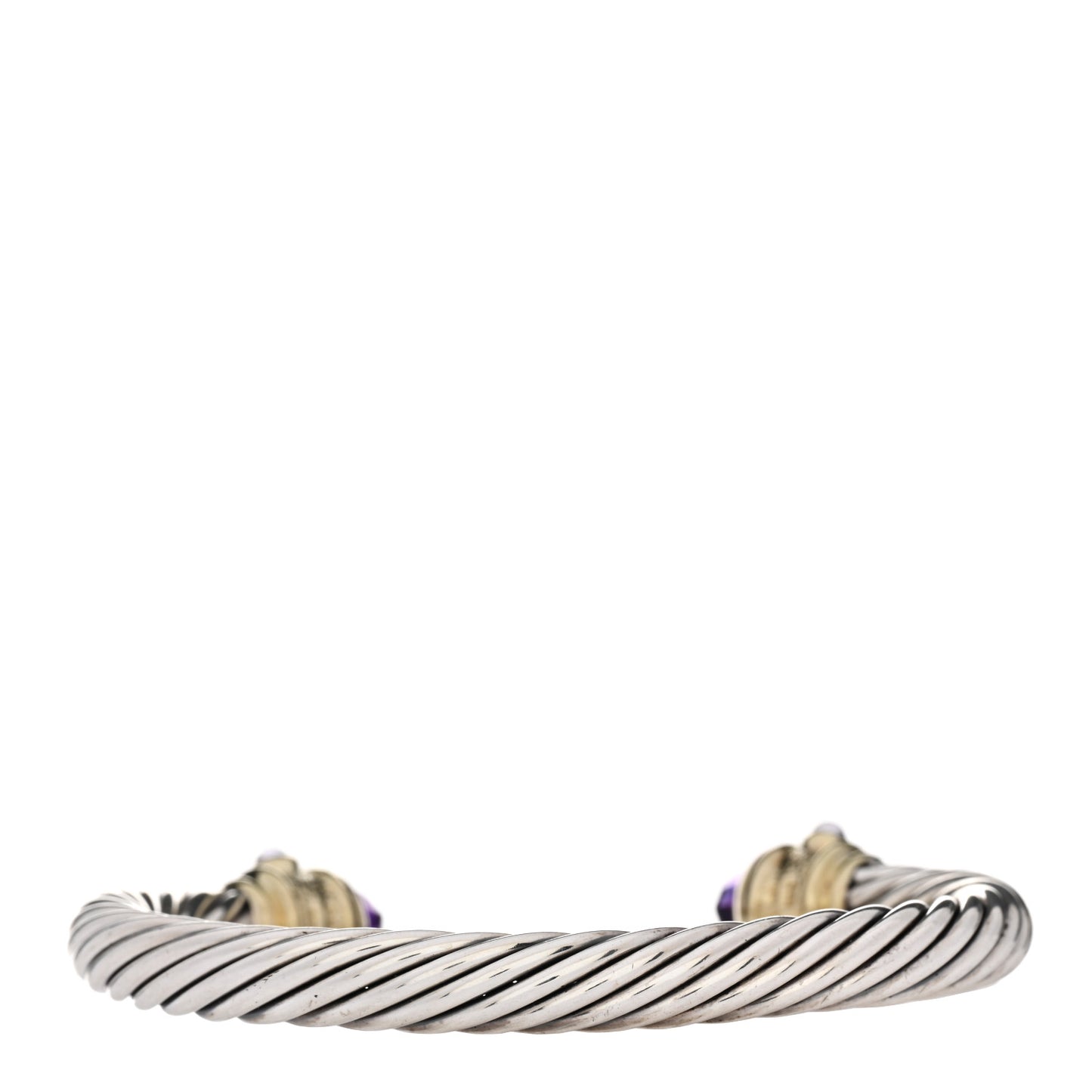 Sterling Silver 14K Yellow Gold Amethyst Iolite Green Tourmaline 7mm Cable Renaissance Bracelet