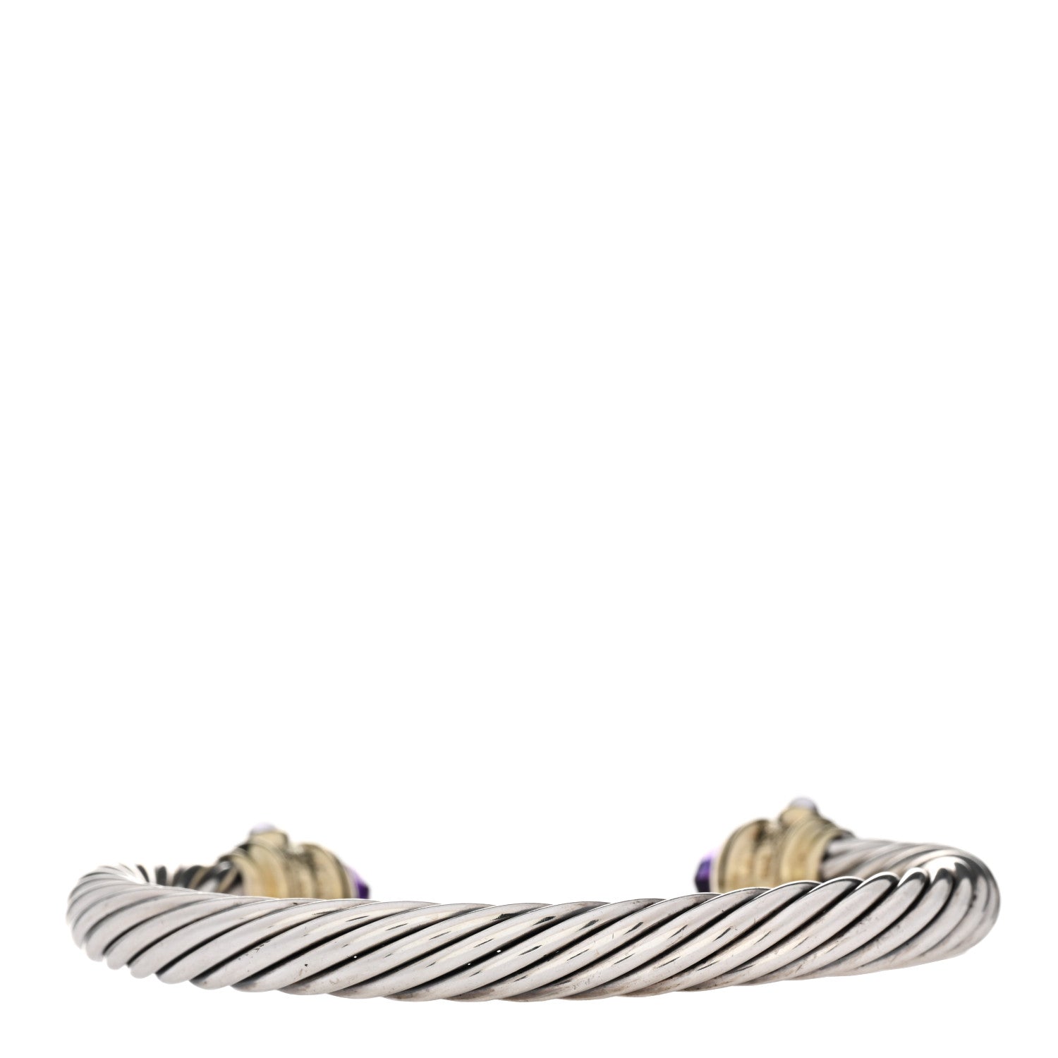 David Yurman Sterling Silver 14K Yellow Gold Amethyst Iolite Green Tourmaline 7mm Cable Renaissance Bracelet 2 of 3