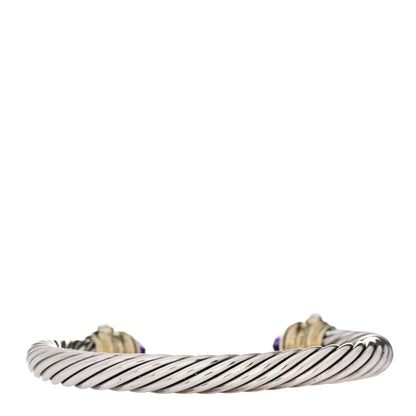 David Yurman Sterling Silver 14K Yellow Gold Amethyst Iolite Green Tourmaline 7mm Cable Renaissance Bracelet 2 of 3