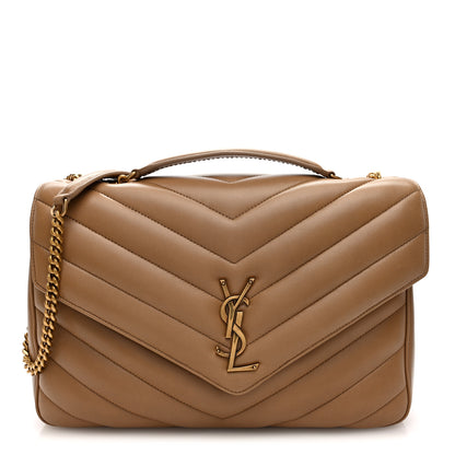 Saint Laurent Lambskin Chevron Quilted Large LouLou Natural Tan 1 of 11