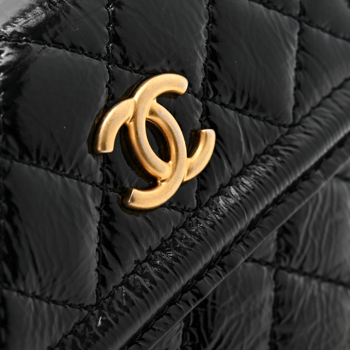 Chanel Shiny Aged Calfskin Quilted Waist Belt Bag Black 1874728 