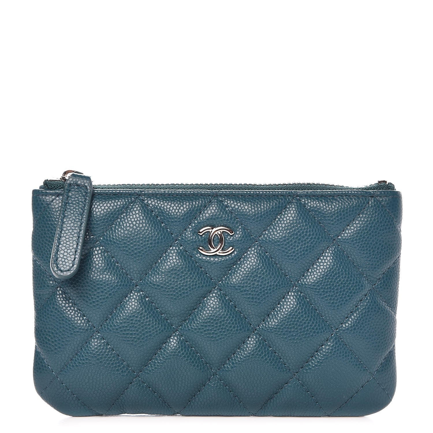 Chanel Caviar Quilted Small Cosmetic Case Dark Turquoise 1 of 8