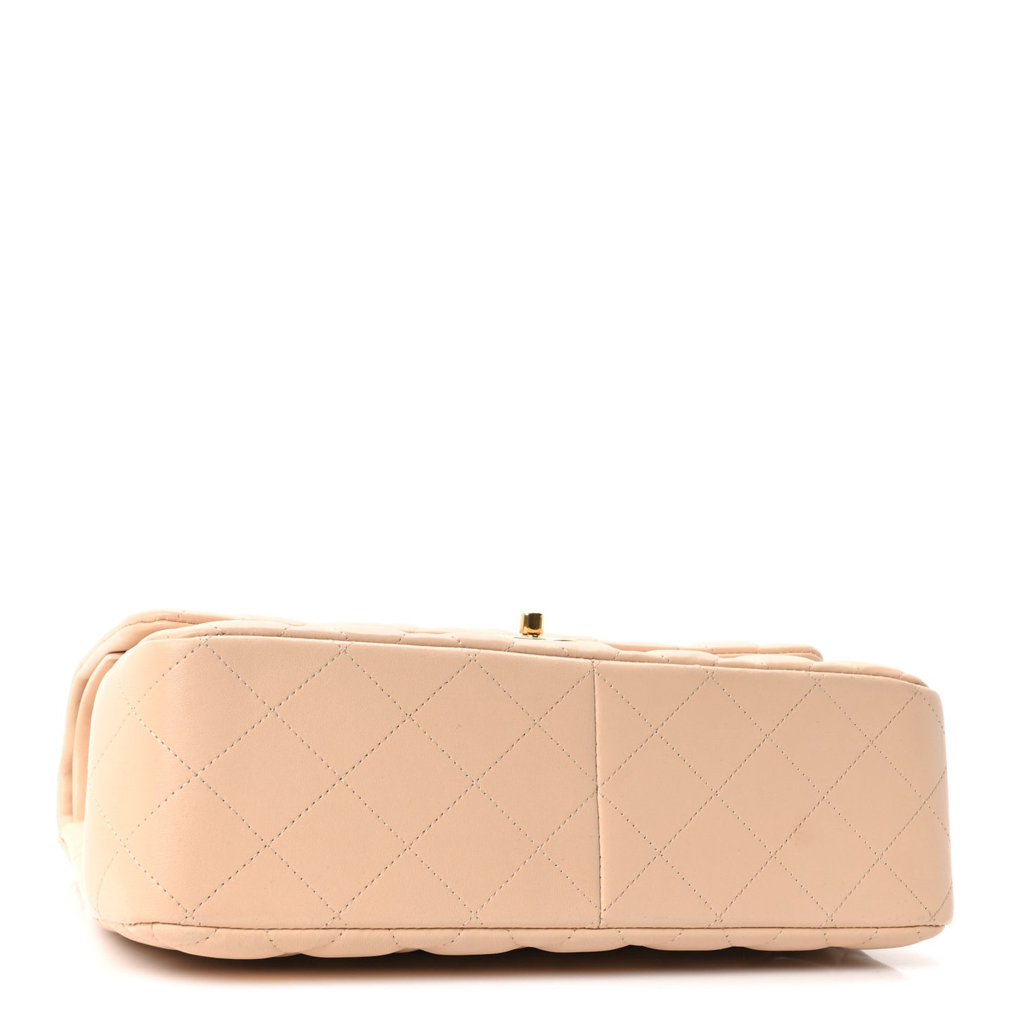 Lambskin Quilted Jumbo Double Flap Beige