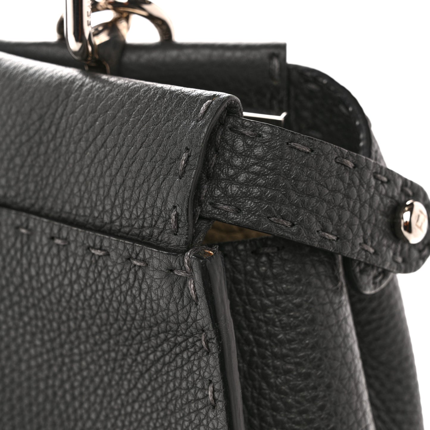 Cuoio Romano Selleria Bi-Color Medium Peekaboo Iconic Satchel Asfalto Latte