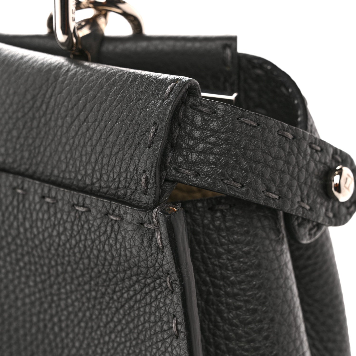 Fendi Cuoio Romano Selleria Bi-Color Medium Peekaboo Iconic Satchel Asfalto Latte 11 of 14