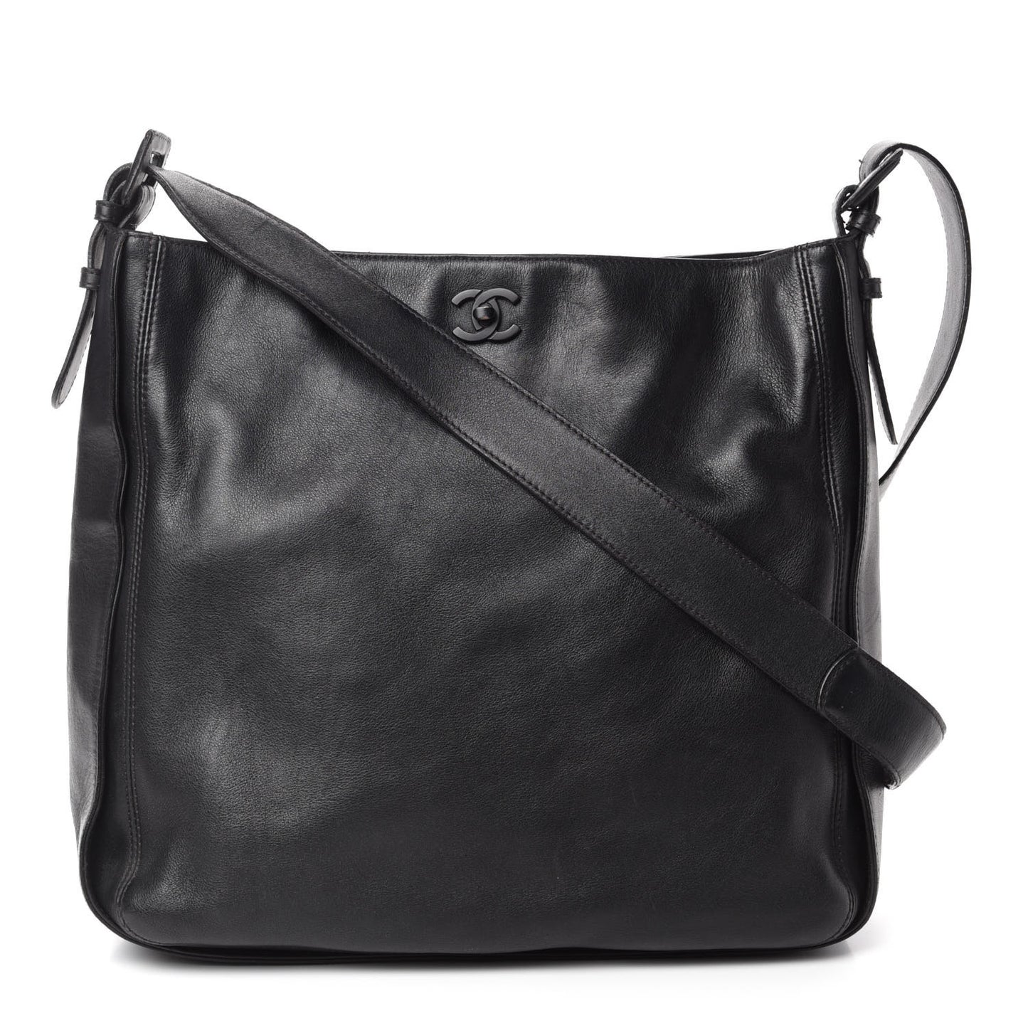 Calfskin CC Shoulder Bag Black