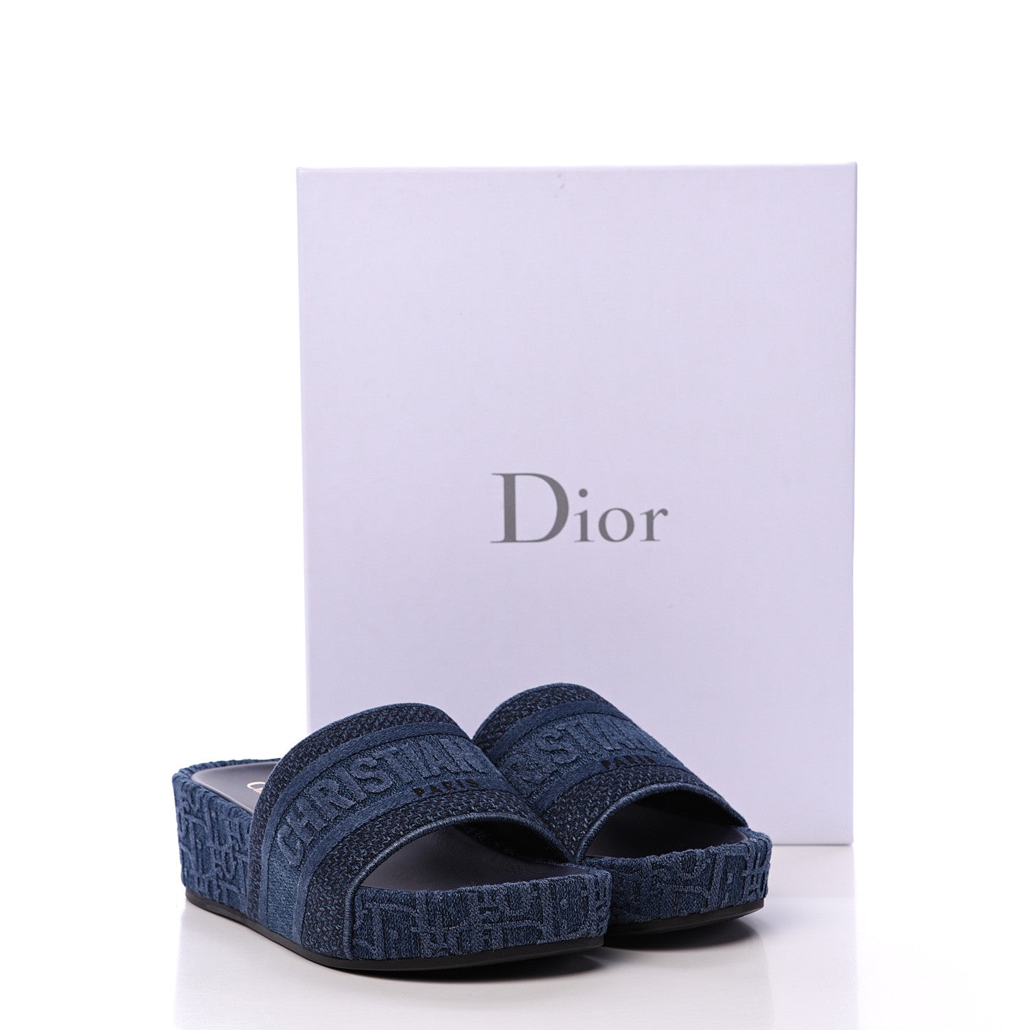 Christian Dior Oblique Denim D-Way Platform Sandal 37 Blue 9 of 9