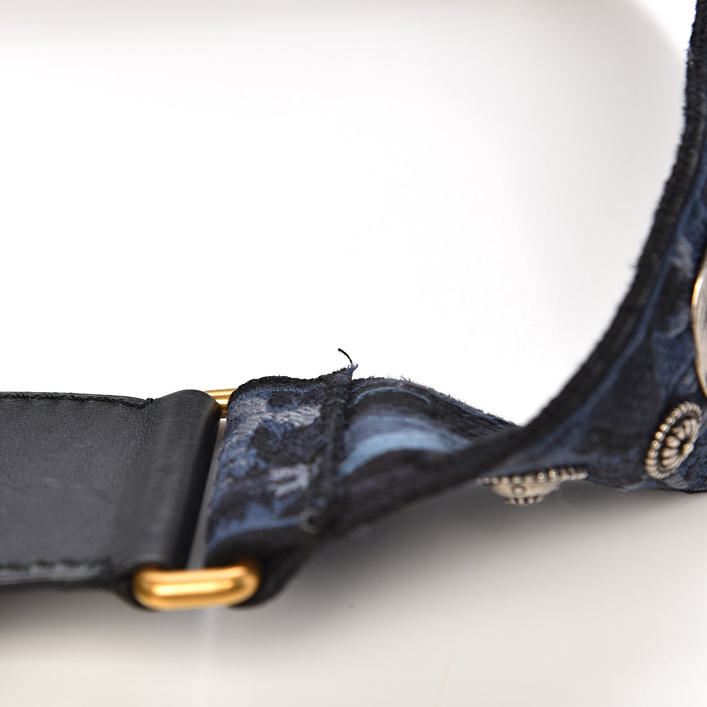 Canvas Embroidered Studded KaleiDiorscopic Adjustable Shoulder Strap Blue