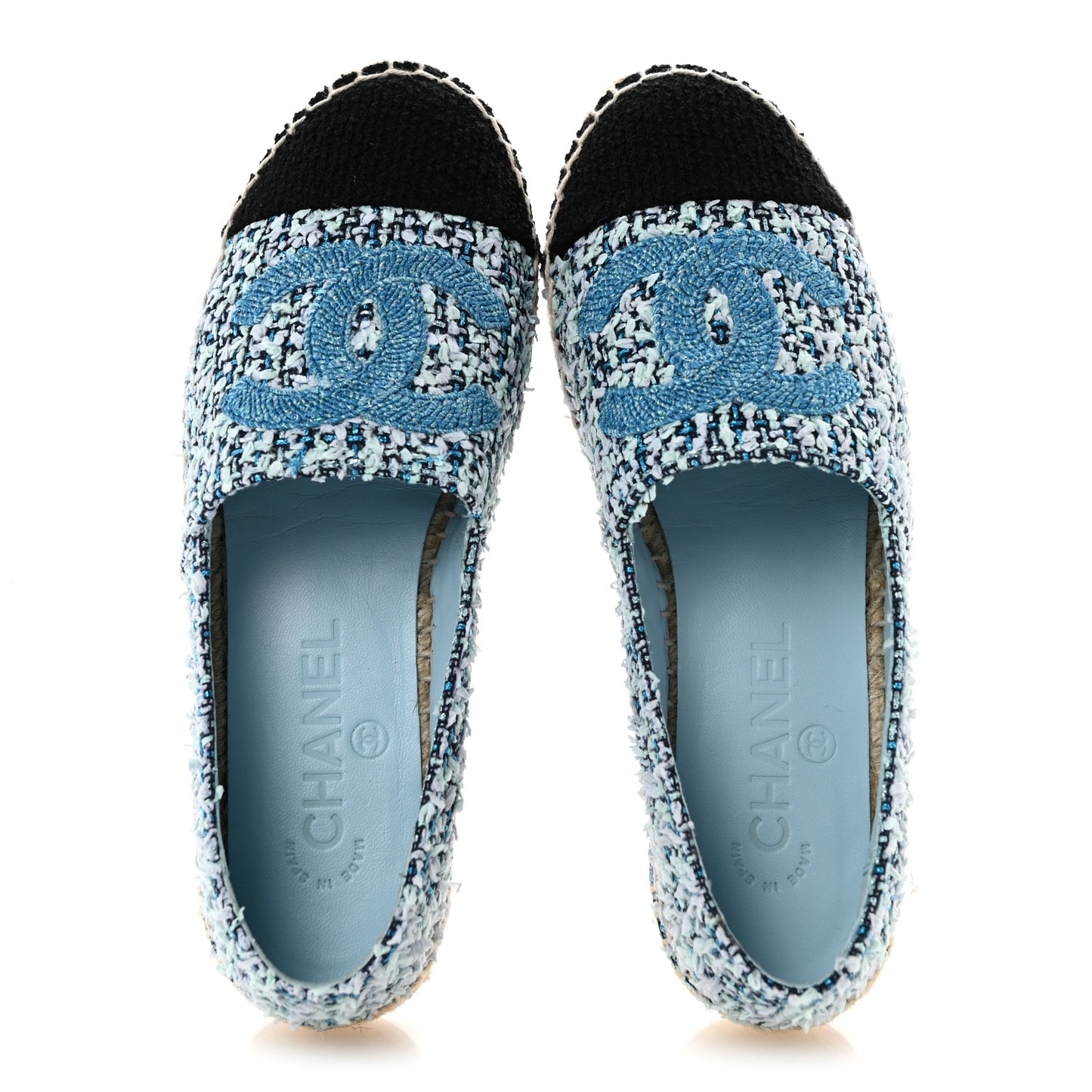 Tweed CC Espadrilles 36 Navy Blue Green Blue