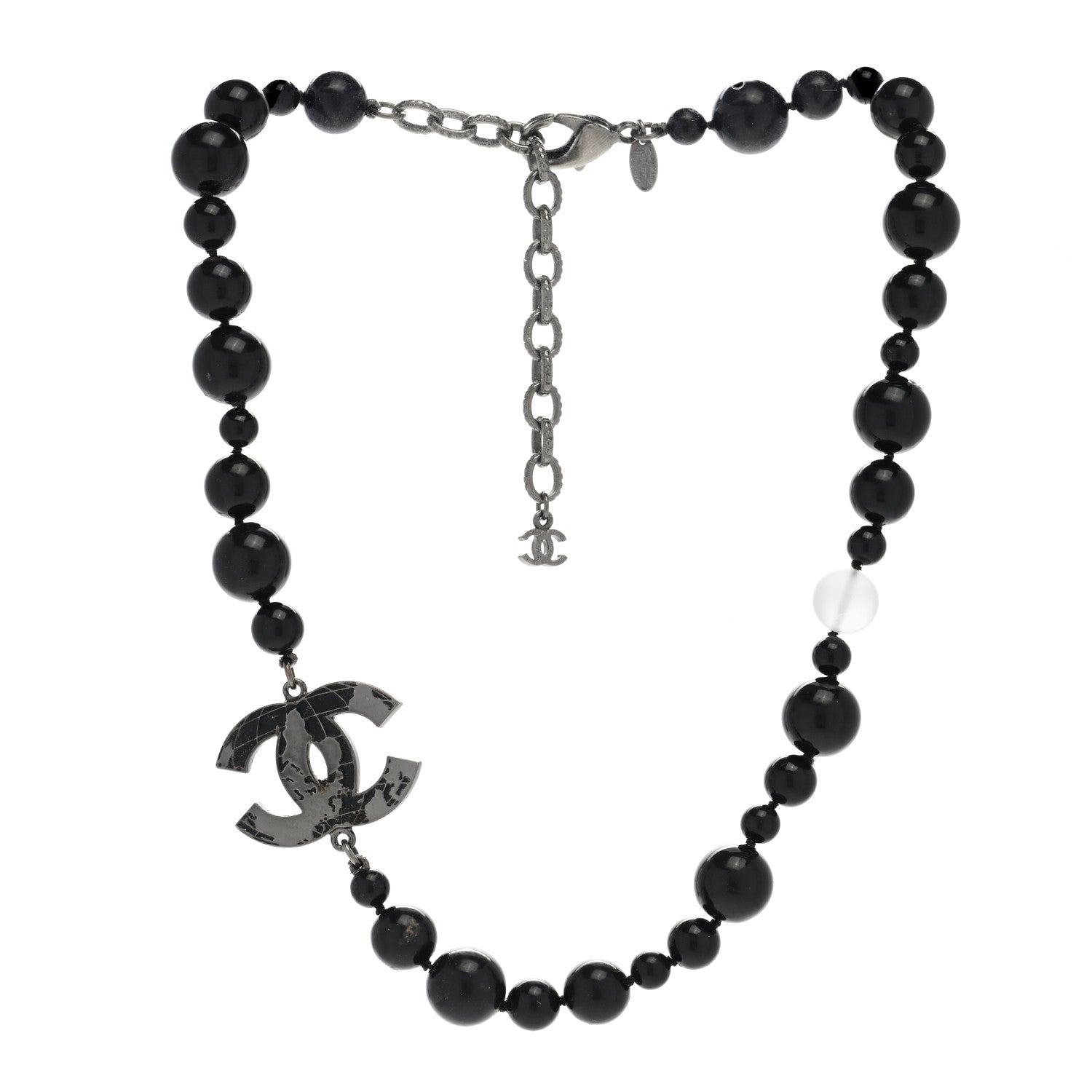 Chanel Pearl Globe CC Choker Necklace Black 2 of 3