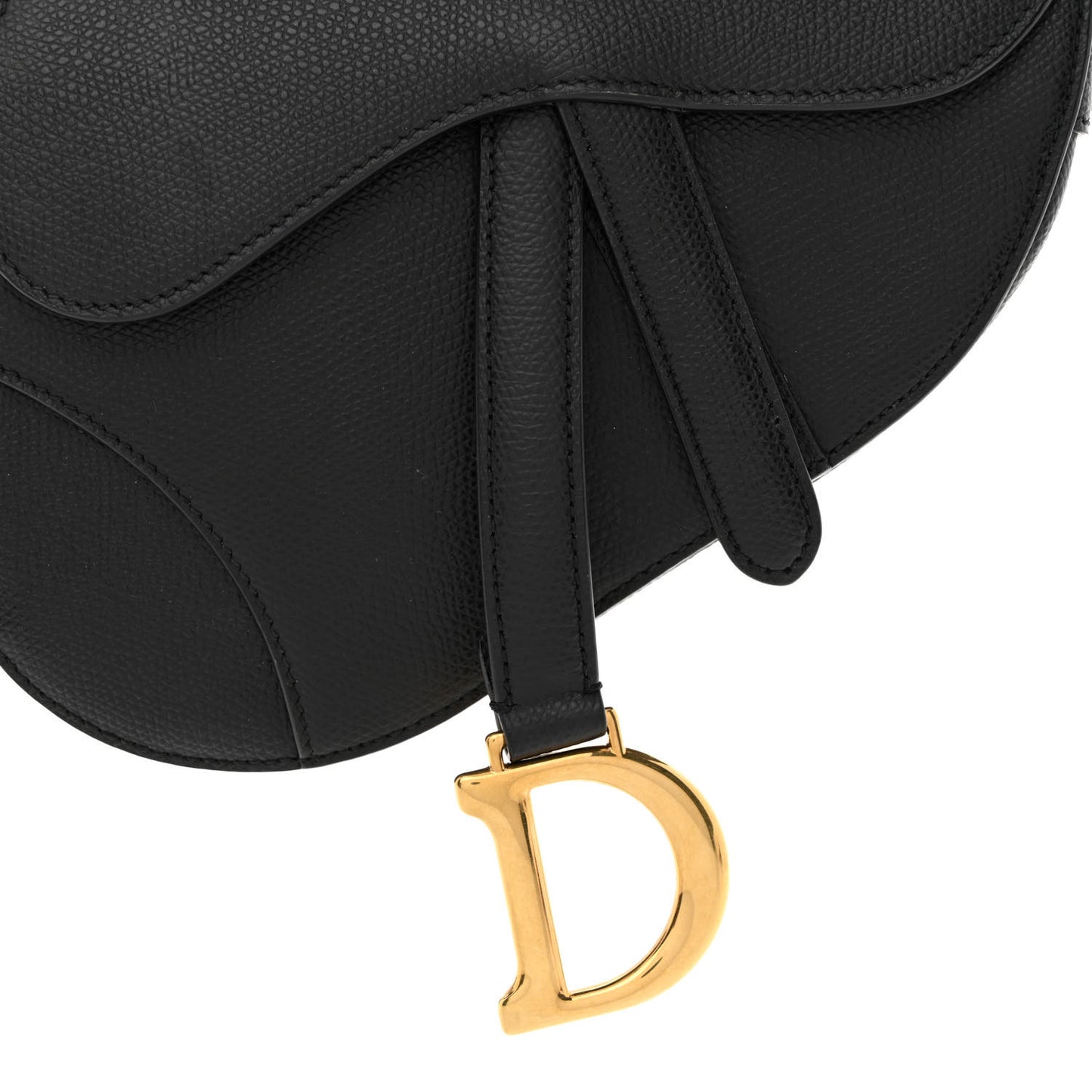 Grained Calfskin Mini Saddle Bag Black