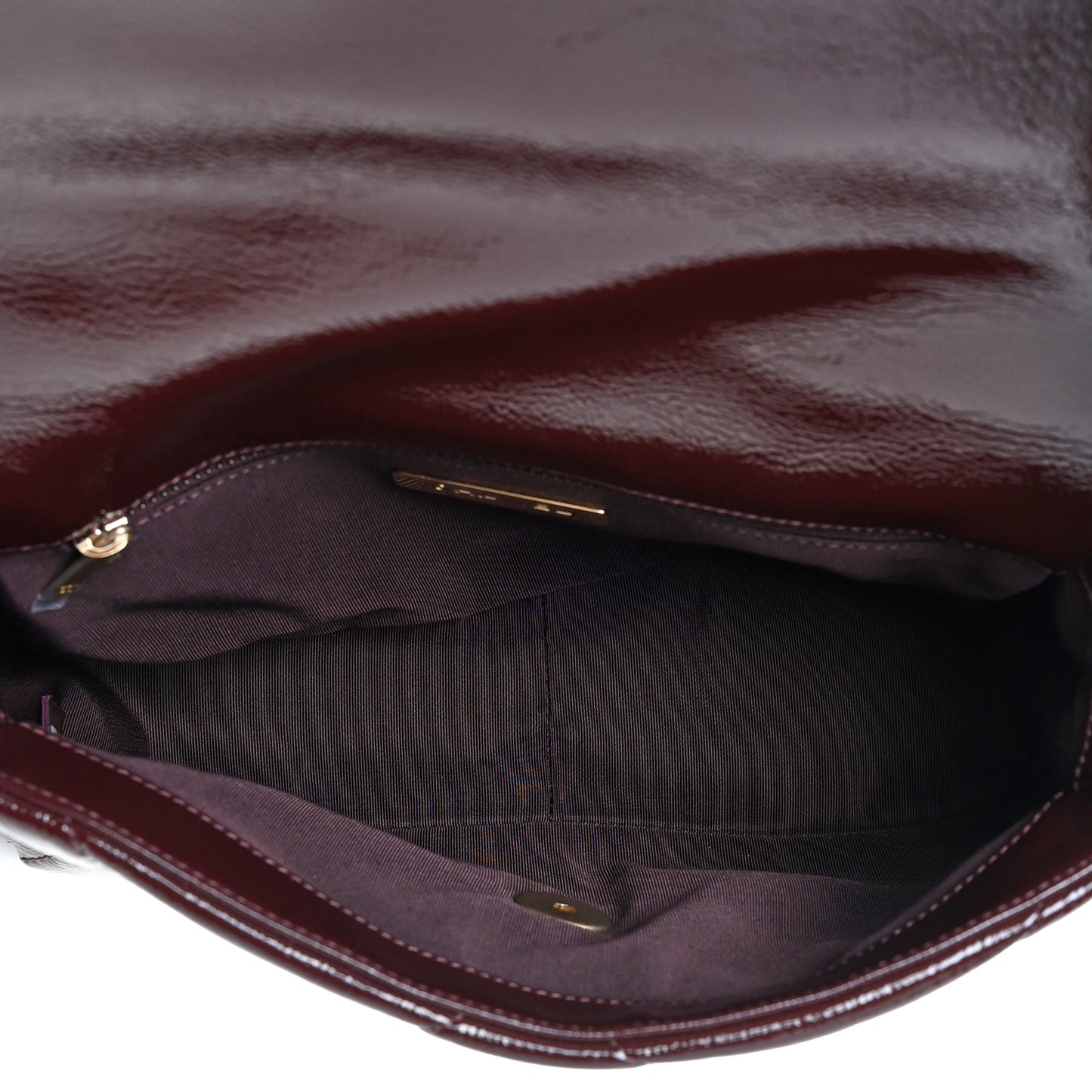 Shiny Crumpled Calfskin Quilted Medium Chanel 19 Flap Burgundy