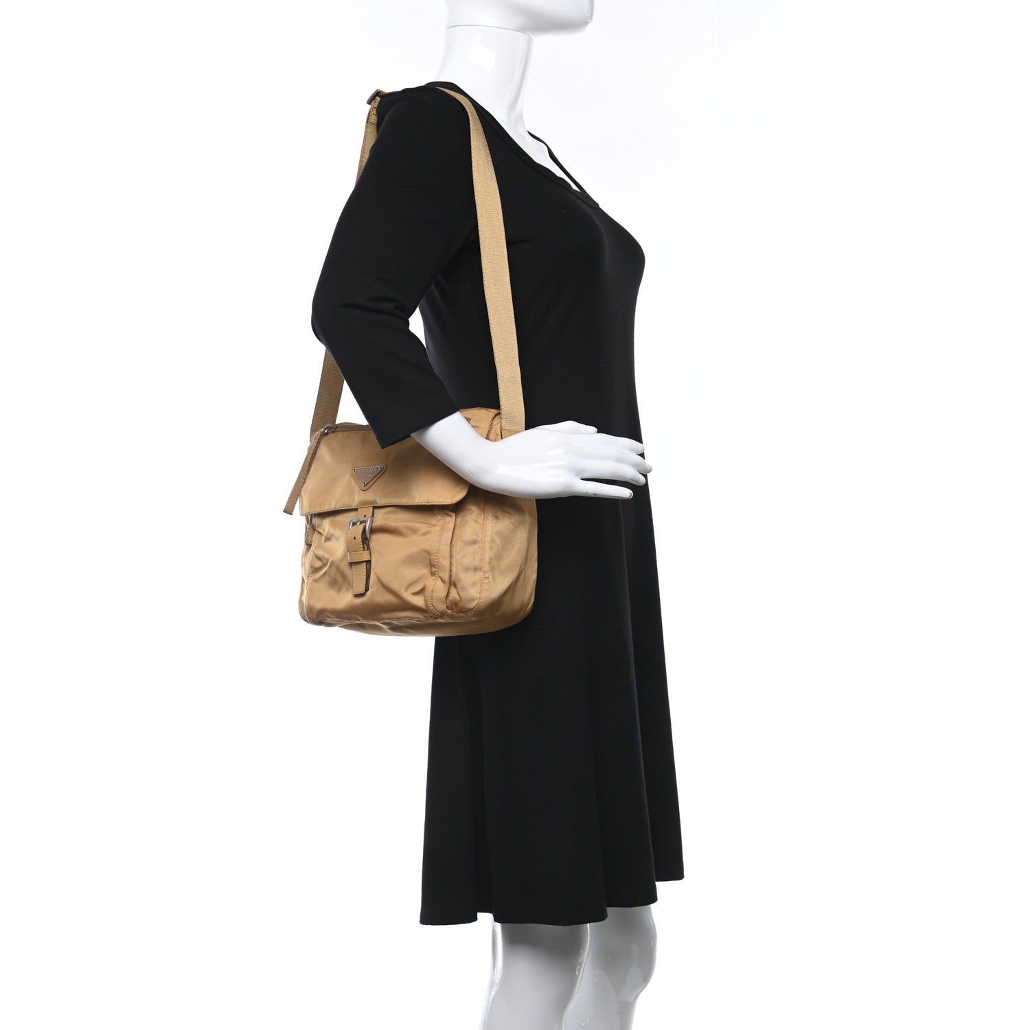 Prada Tessuto Nylon Vela Flap Messenger Gold 2 of 8