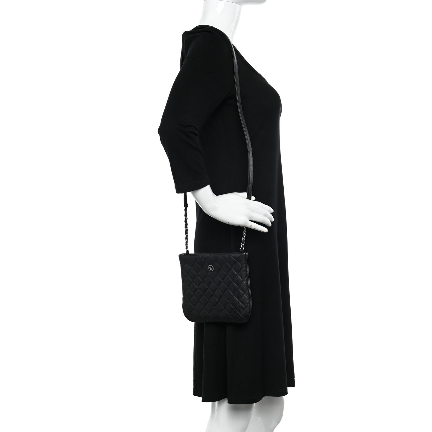 Aged Calfskin Quilted Crossbody Bag Black