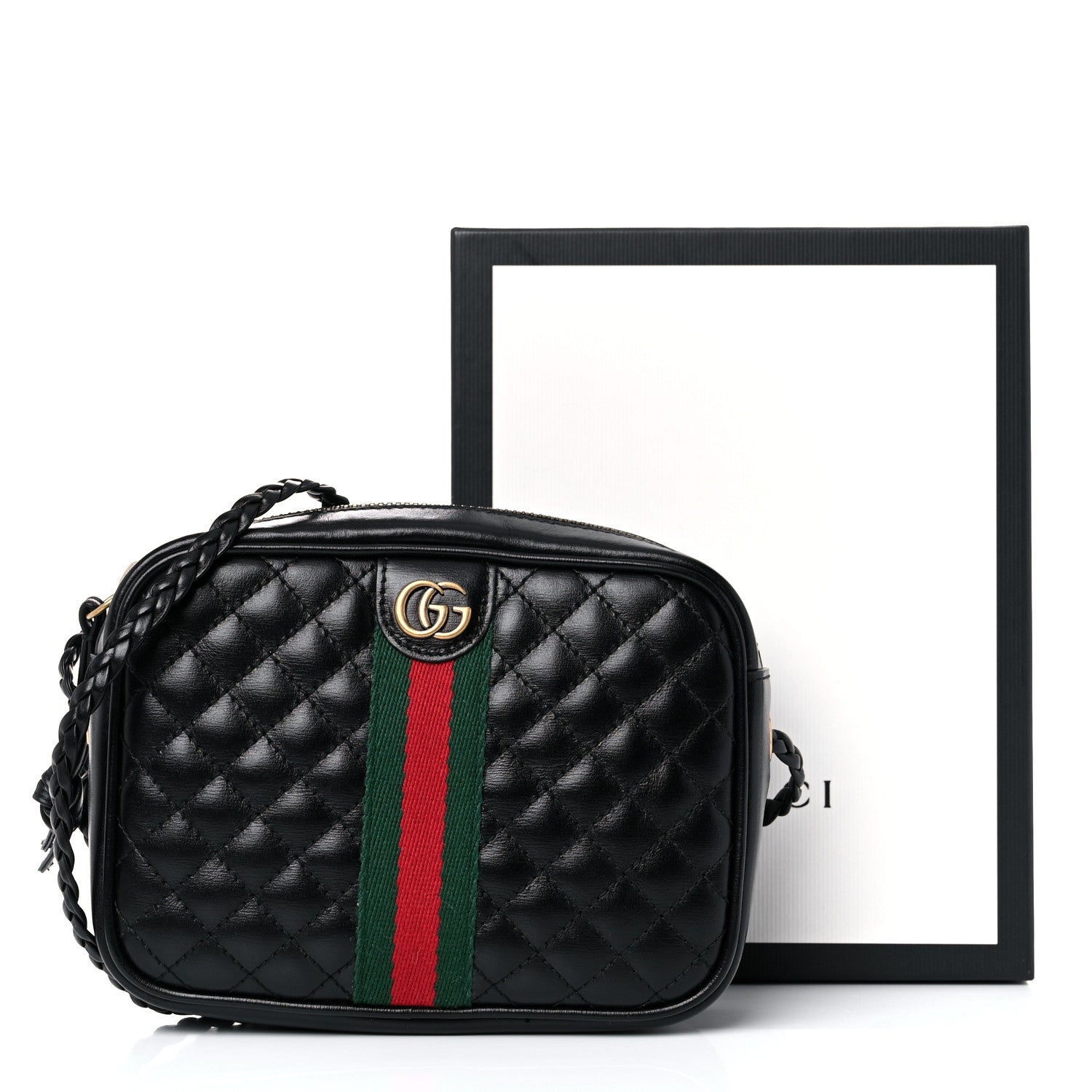 Gucci Calfskin Trapuntata Web Mini GG Shoulder Bag Black 9 of 9