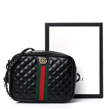 Gucci Calfskin Trapuntata Web Mini GG Shoulder Bag Black 9 of 9