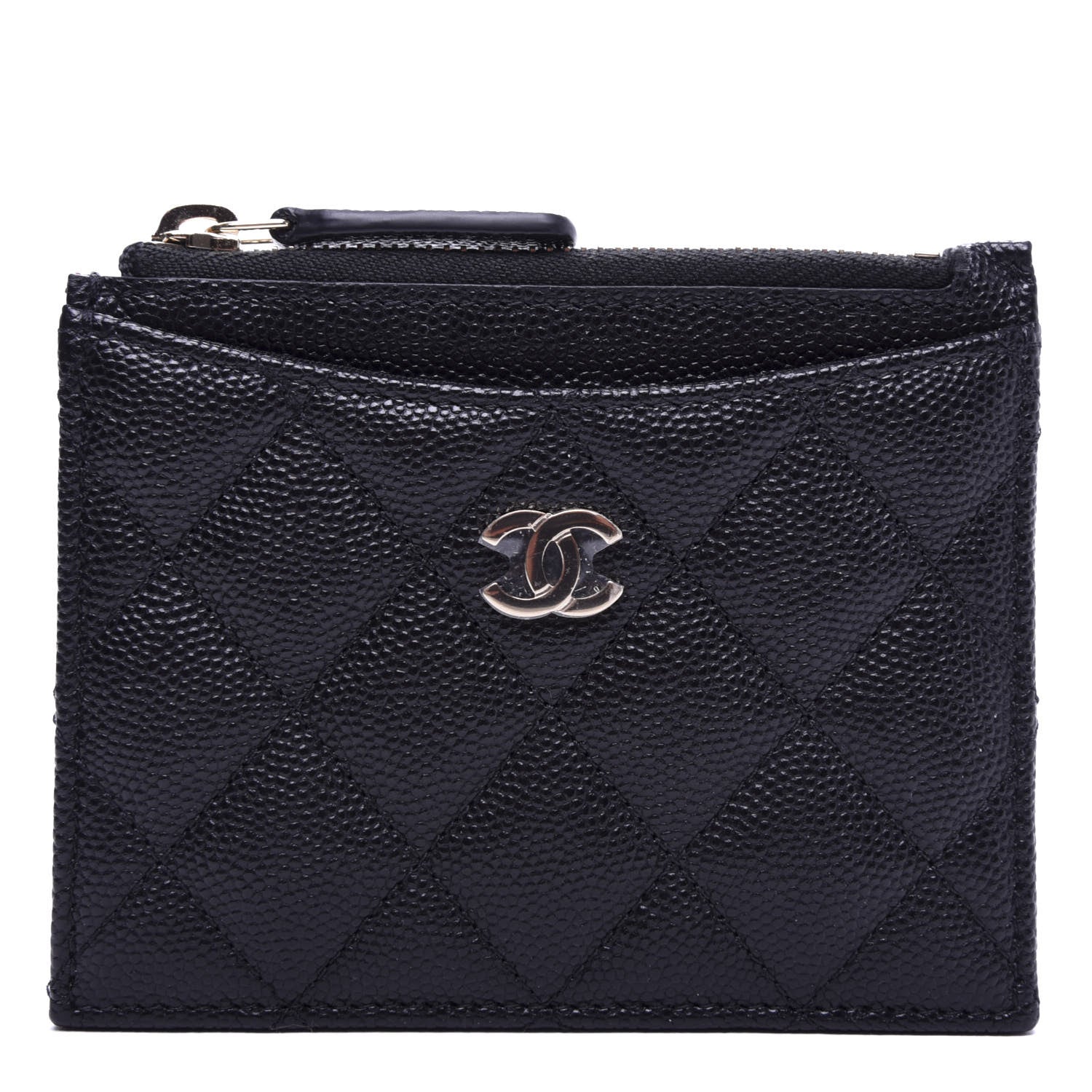 Chanel Caviar Quilted CC Zip Card Holder Black 1 of 8