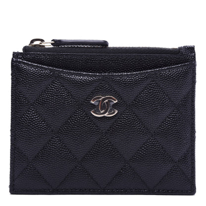 Chanel Caviar Quilted CC Zip Card Holder Black 1 of 8