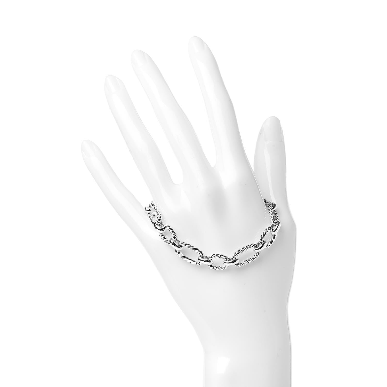 David Yurman Sterling Silver Blue Sapphire 9.5mm Cushion Link Bracelet 2 of 6