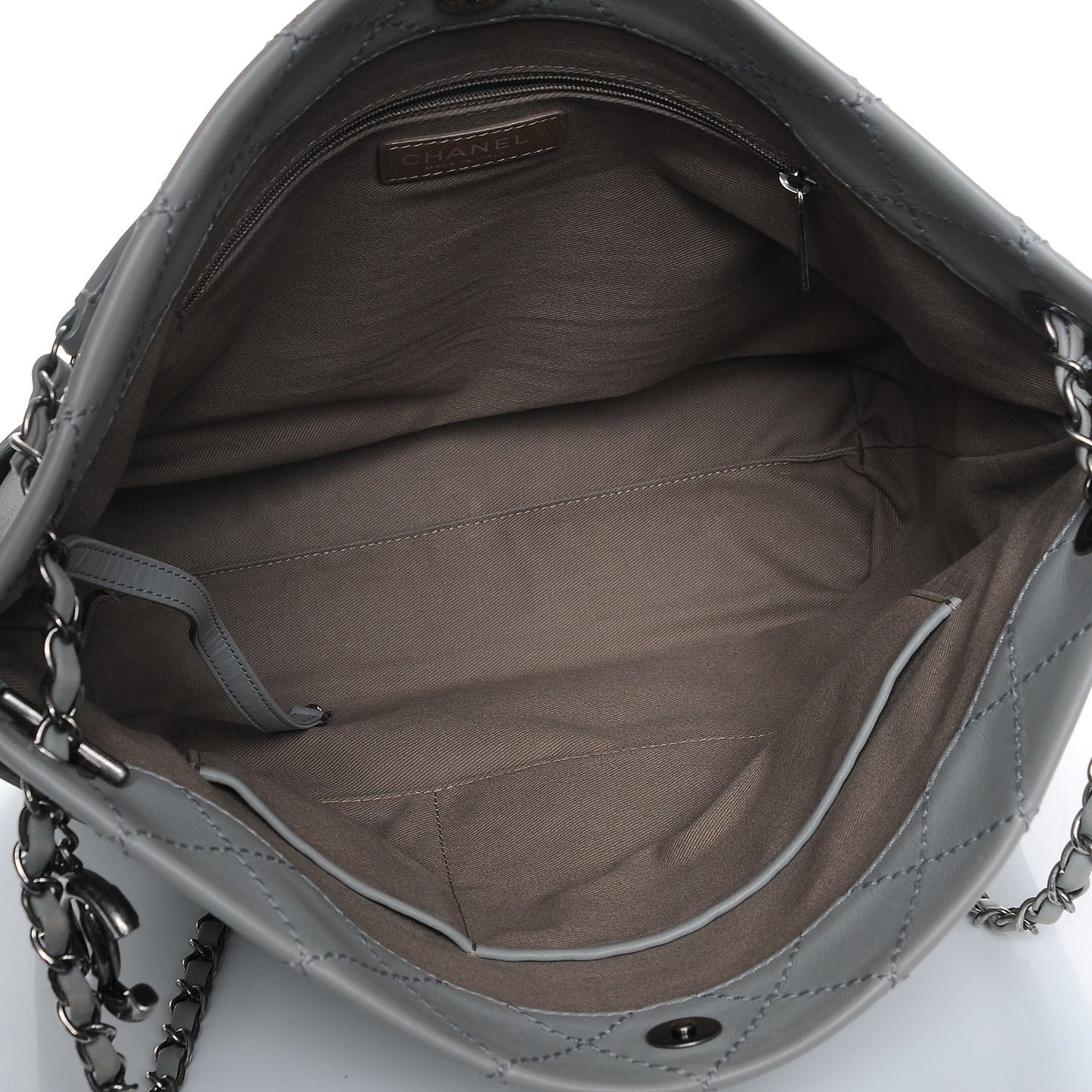 Calfskin Stitched CC Pocket Hobo Grey