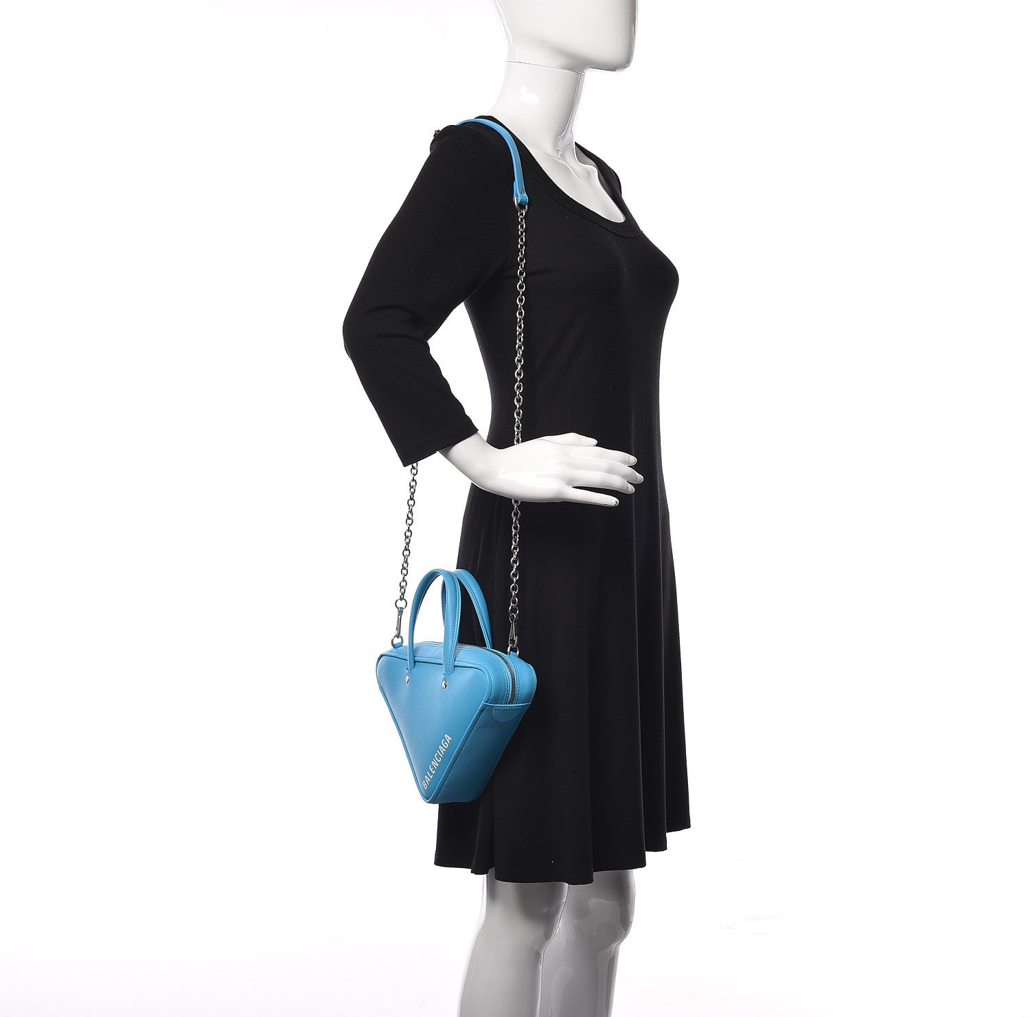 Balenciaga Calfskin XS Triangle Chain Duffle Baby Blue 2 of 10