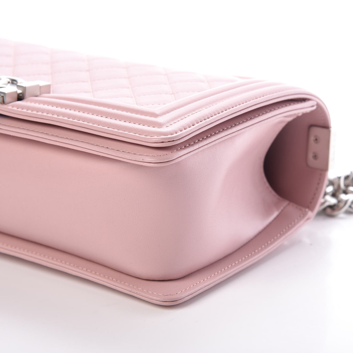 Calfskin Quilted Medium Boy Flap Light Pink