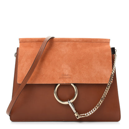 Chloe Suede Calfskin Medium Faye Shoulder Bag Tobacco 1 of 9
