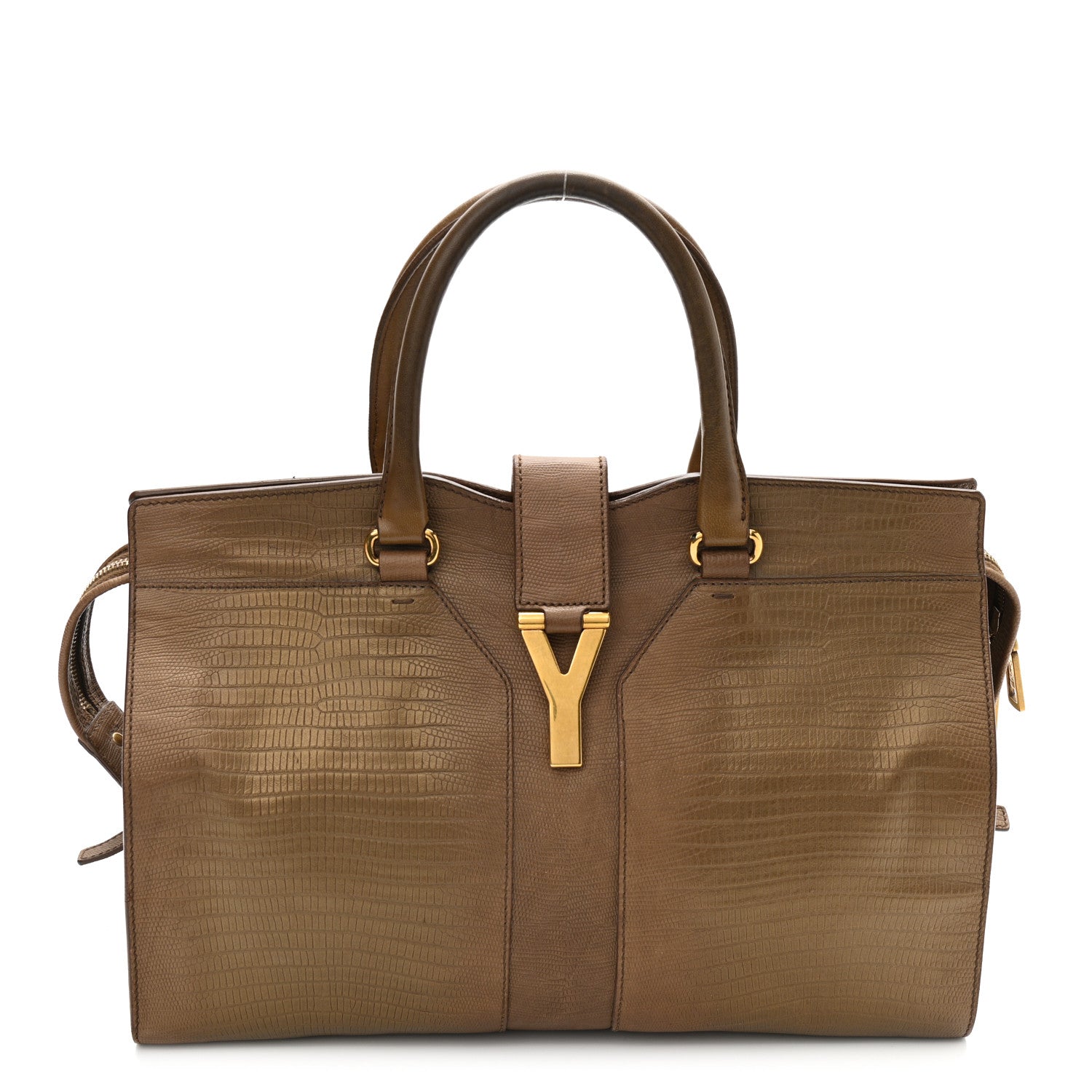 Saint Laurent Lizard Calfskin Embossed Medium Cabas ChYc Brown 2 of 24