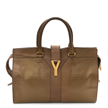 Saint Laurent Lizard Calfskin Embossed Medium Cabas ChYc Brown 2 of 24