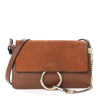 Chloe Suede Calfskin Small Faye Shoulder Bag Tobacco 1 of 11