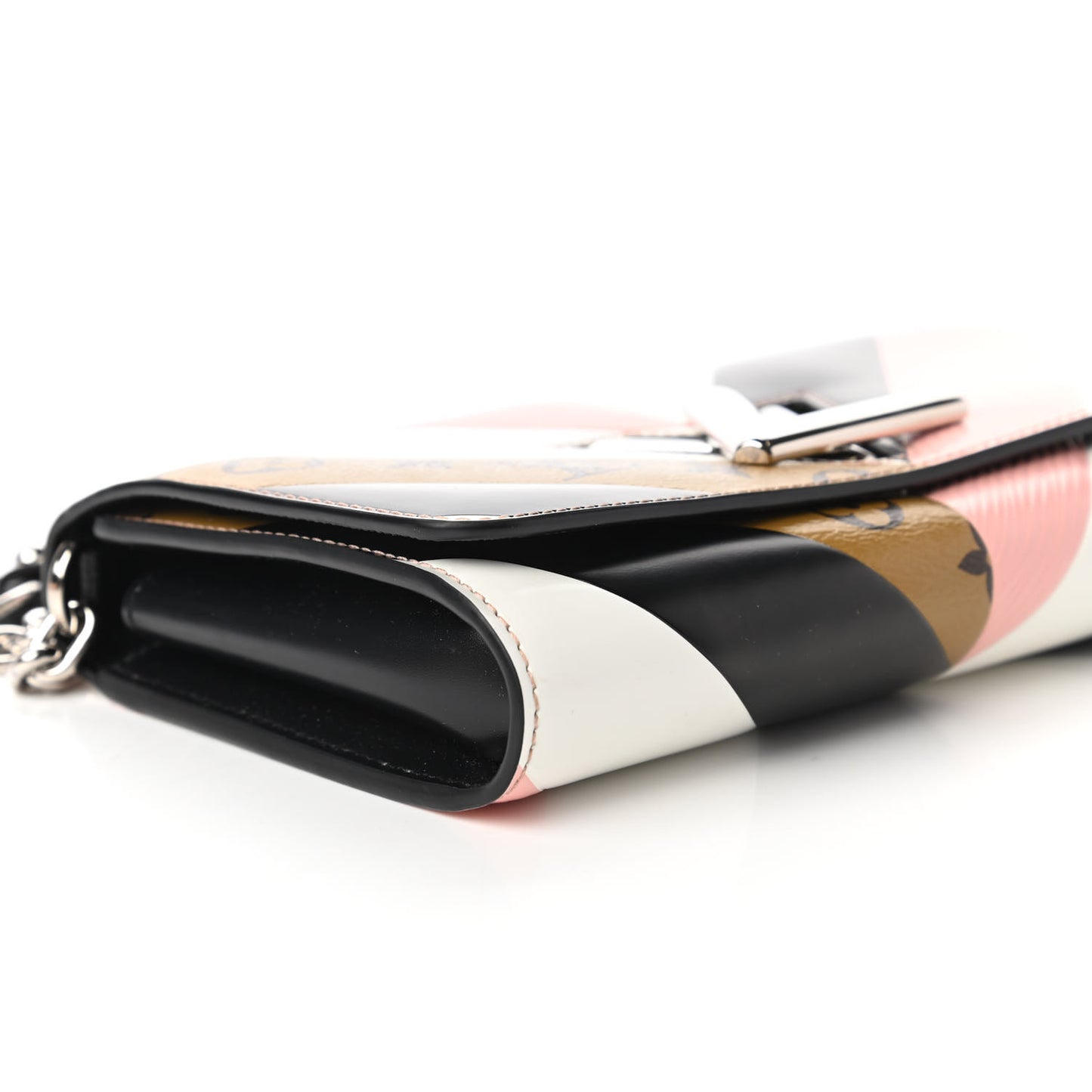 Epi Reverse Monogram Twist Chain Wallet Rose Ballerine