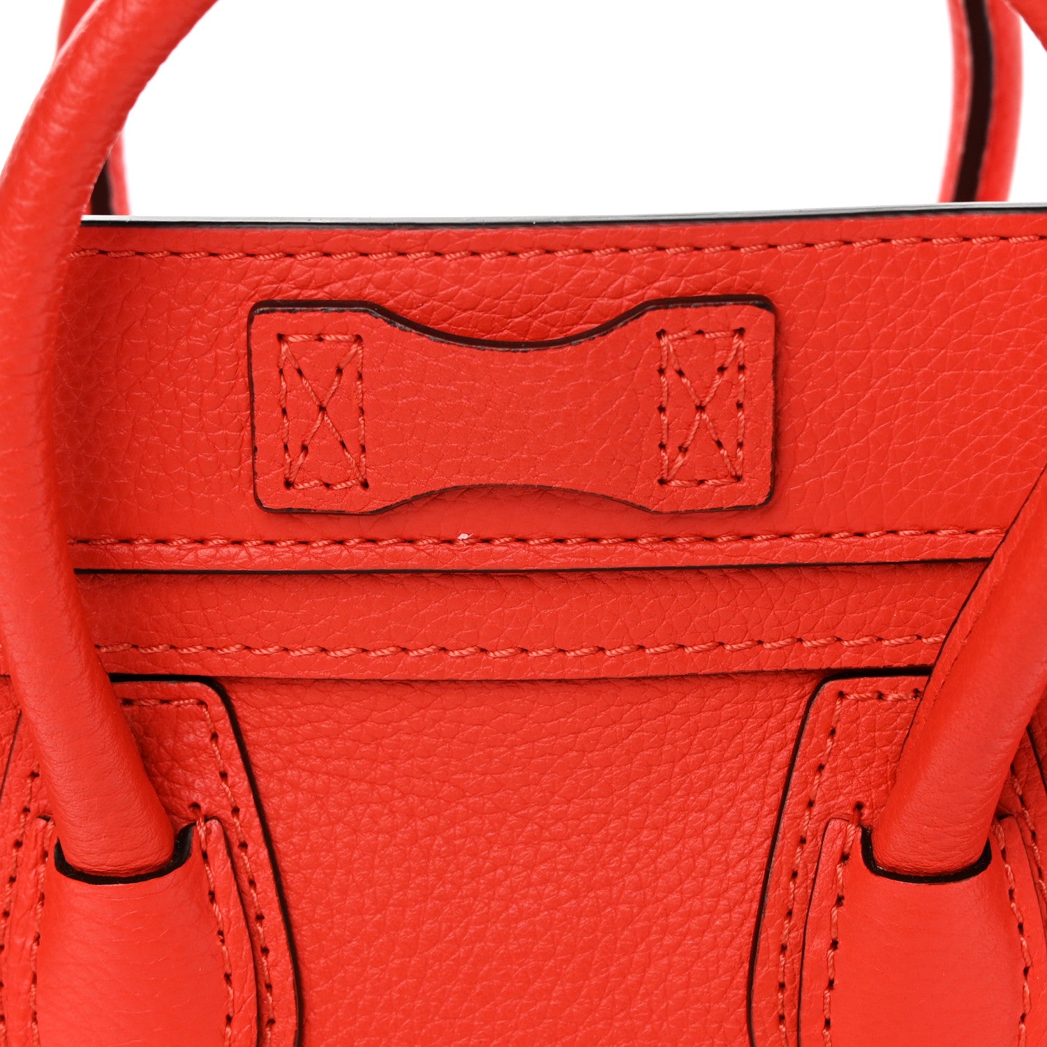 Celine Drummed Calfskin Nano Luggage Coquelicot 12 of 13