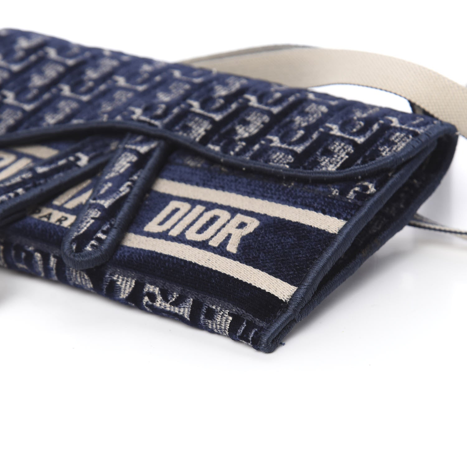 Christian Dior Velvet Oblique Saddle Belt Bag Blue 9 of 11