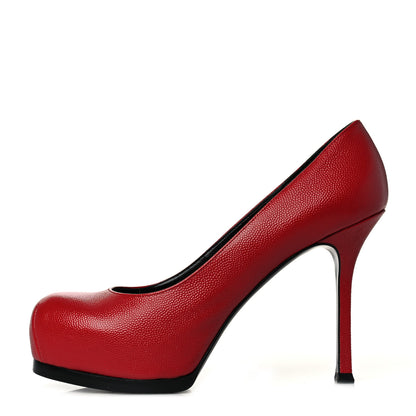 Saint Laurent Vernigolf Tribtoo Platform 80 Pumps 36.5 Red 1 of 10
