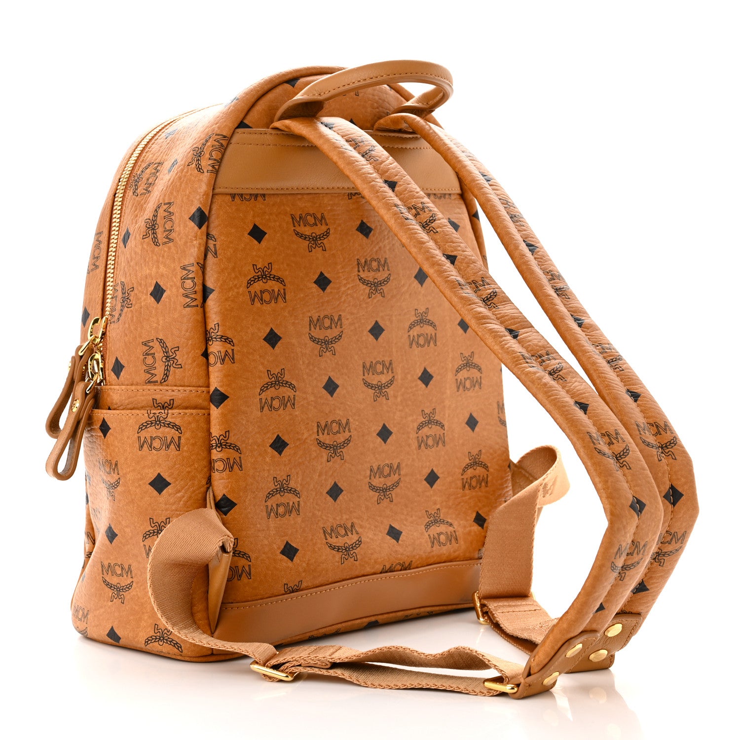 MCM Visetos Small Sprinkle Stud Stark Backpack Cognac 3 of 10