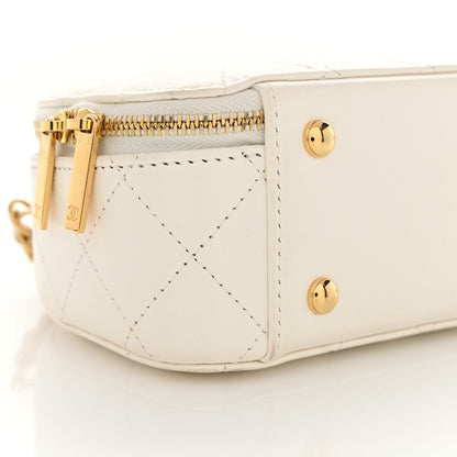 Chanel Lambskin Quilted Small Chic Riviera Top Handle Vanity Case White 9 of 11