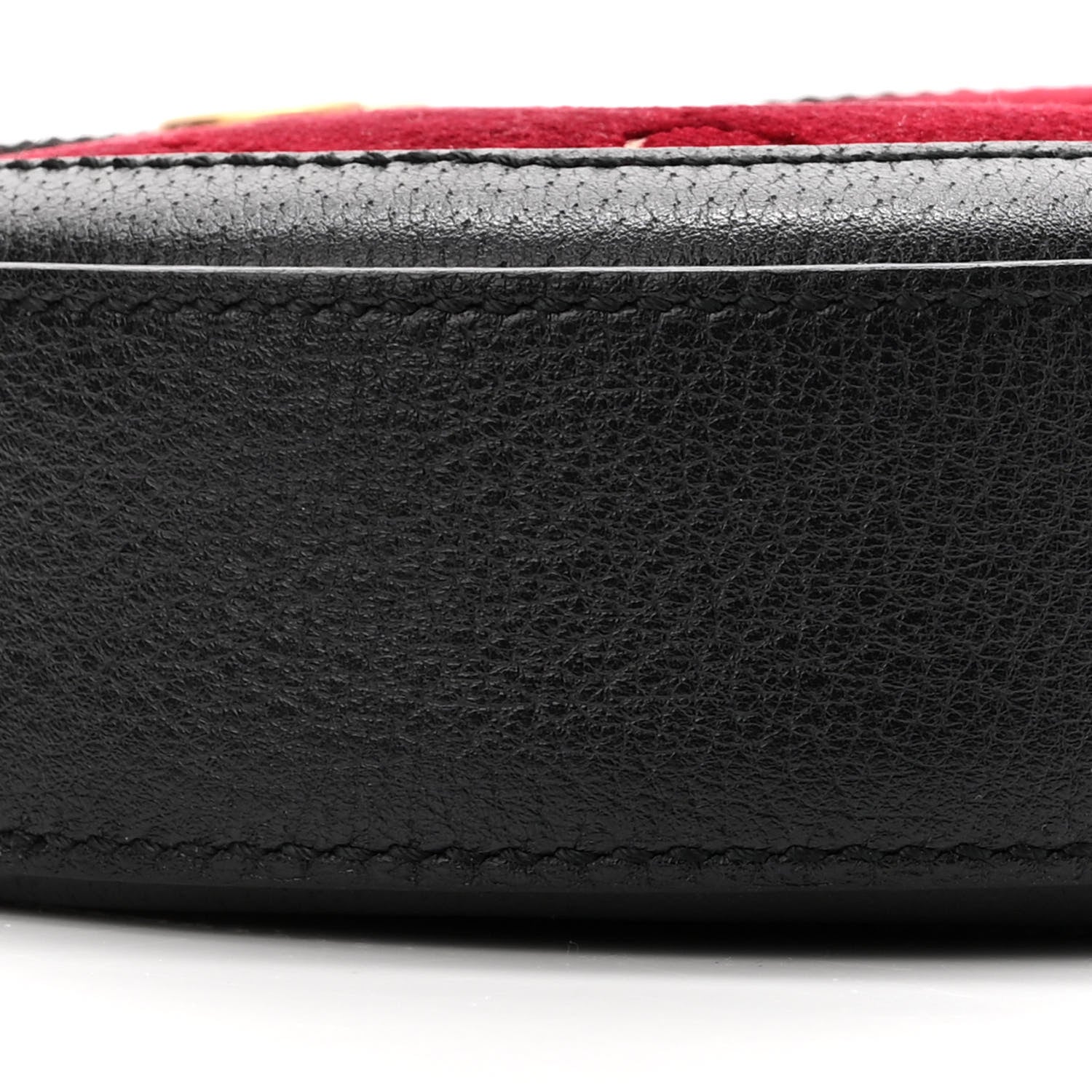 Gucci Velvet GG Monogram Textured Calfskin Round Shoulder Bag Red Cipria Black 9 of 10