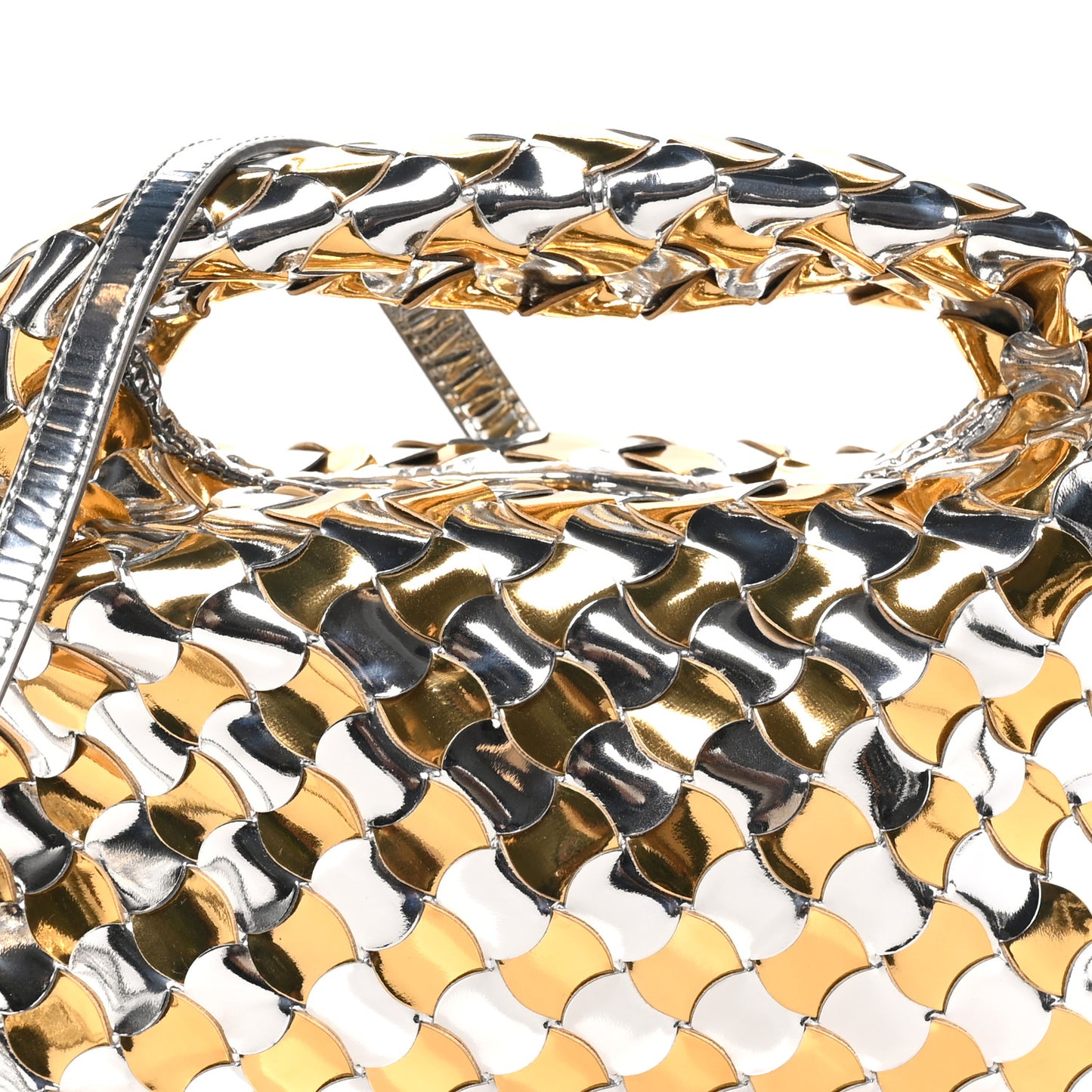 Metallic Lambskin Intrecciato Mini Hop Silver Gold