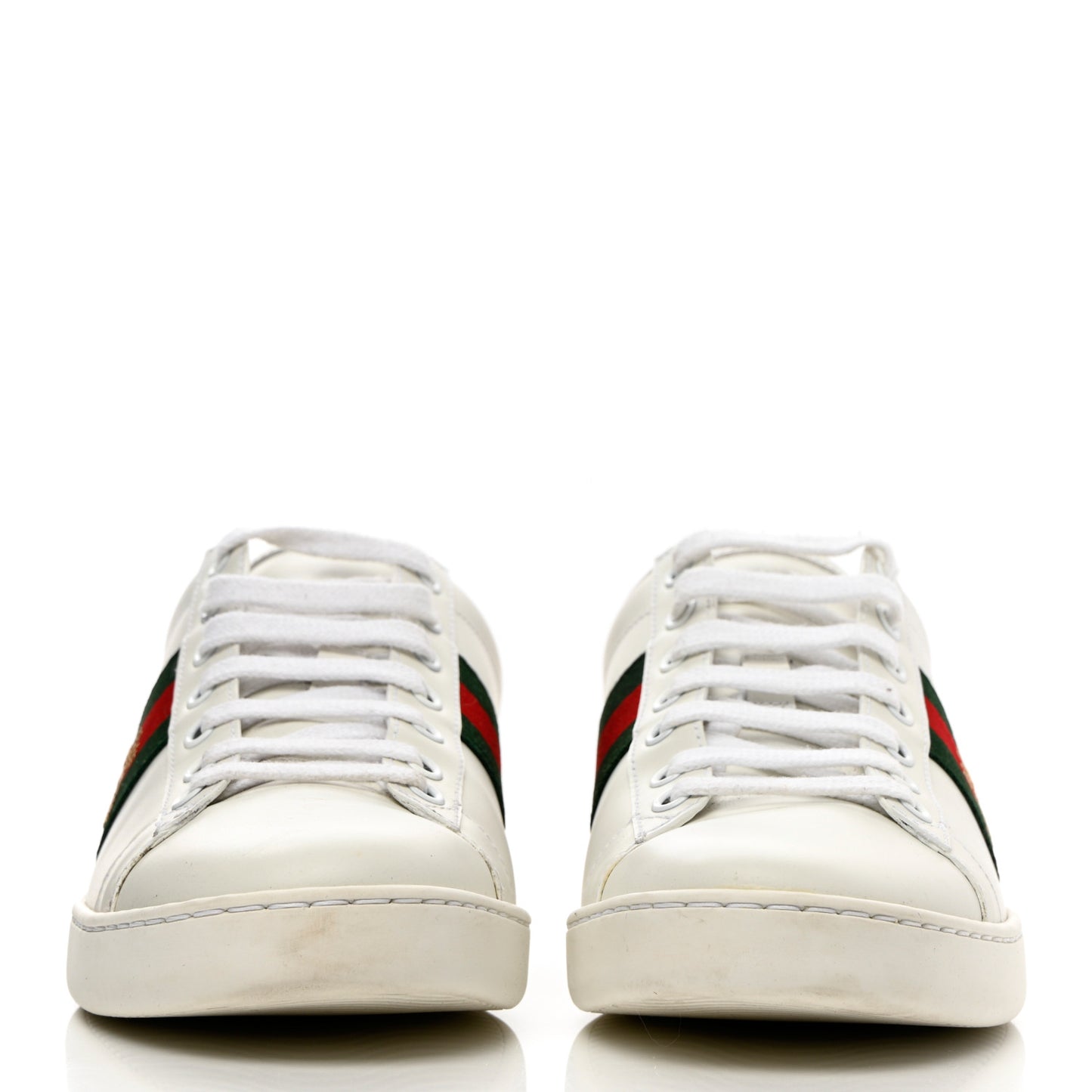 Calfskin Ayers Bee Embroidered Womens Ace Sneakers 38.5 White Green