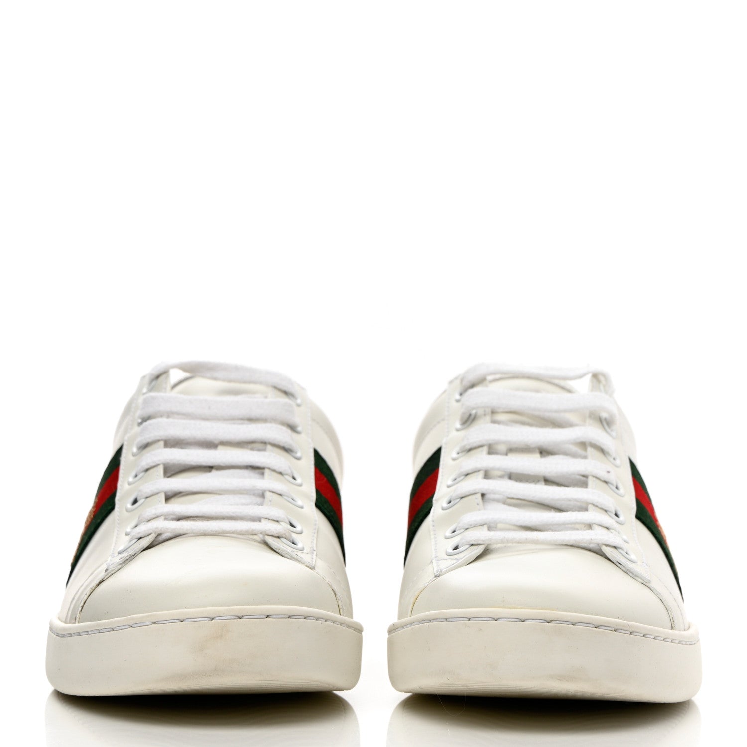 Gucci Calfskin Ayers Bee Embroidered Womens Ace Sneakers 38.5 White Green 2 of 17