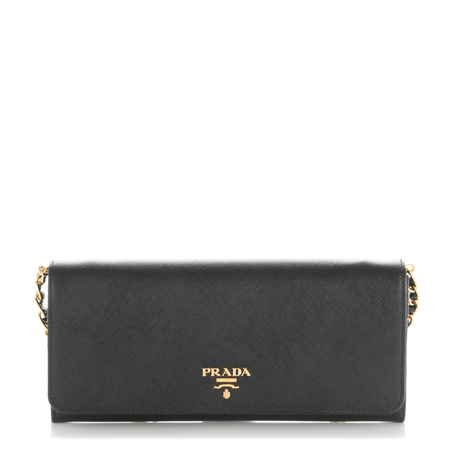 Saffiano Metal Oro Chain Wallet Nero Black
